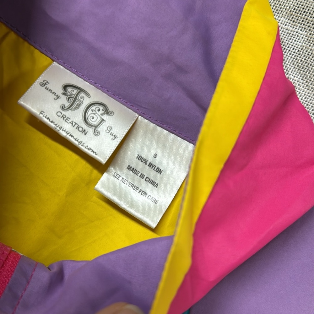 Vintage funny guy creations Colorful color block Windbreaker nylon jacket small - Picture 2 of 6